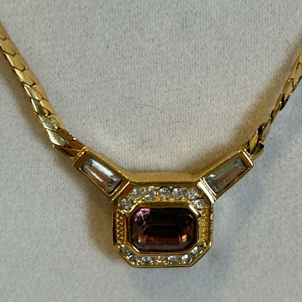 RARE & VERY COOL Vintage Christian Dior Gold Plated Swarovski Necklace